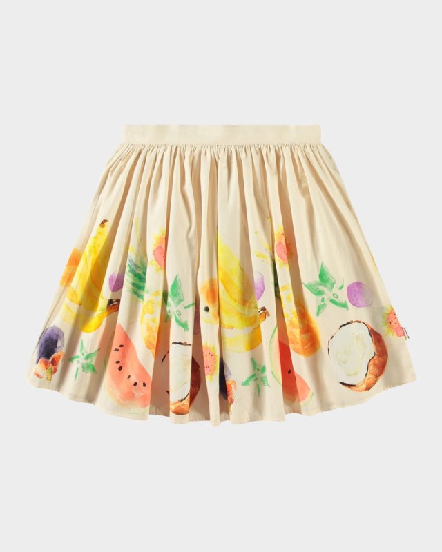 Girl's Bonnie Tropical-Print Skirt, Size 7